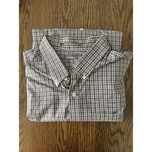 Eddie Bauer Men's  Button down Long sleeve Plaid Maroon Shirt XL